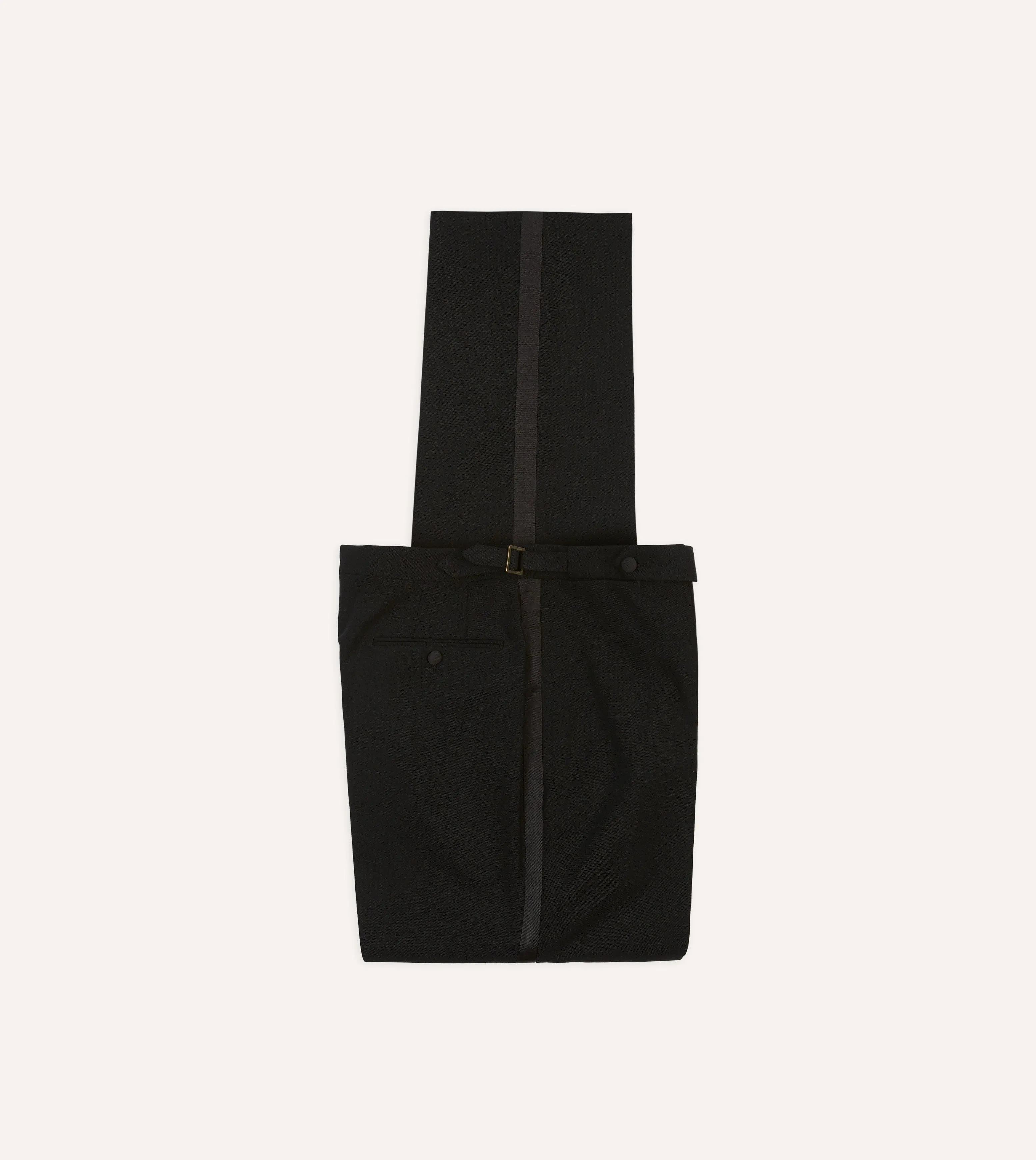 Black Wool Shawl Collar Tuxedo Trousers DoubleLayeredFabric