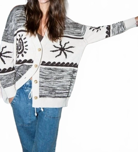 Soft Interior Everyday Cardigan In Ivory / Cocoa Intarsia