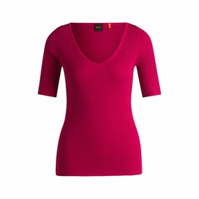 Knitted sweater with V neckline in slim fit Recycled Material Crafting
