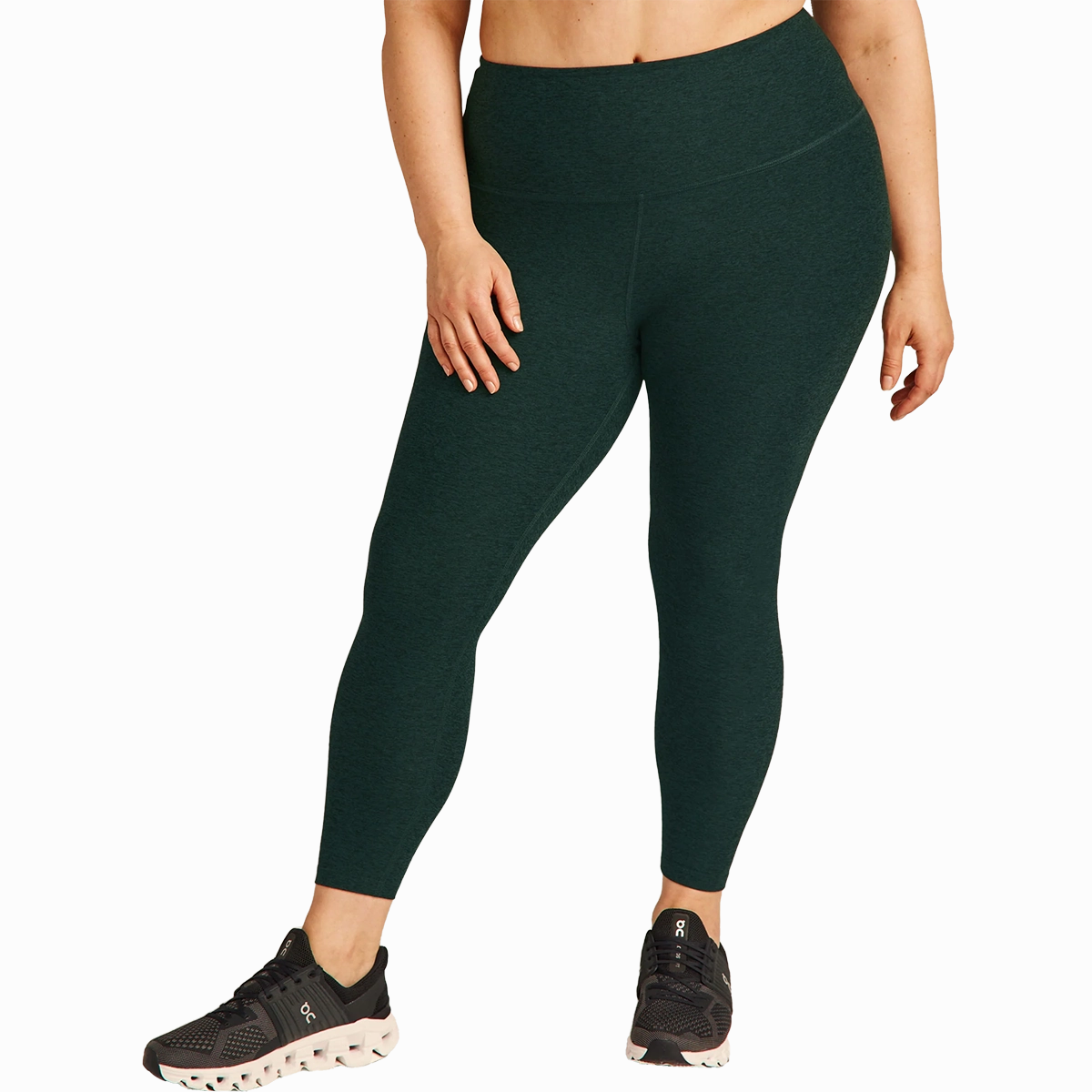 Women's Spacedye High Waisted Midi Legging - Extended Casual Must-Have Erasable Logo Patch
