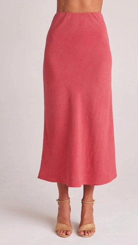 Light Wear Bias Midi Skirt In Riviera Red