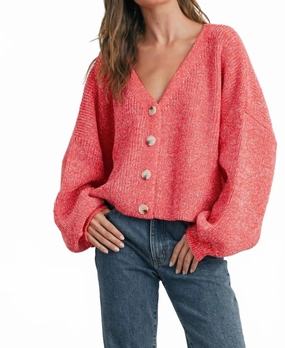 Chilly Weather Fashion Warm And Comfortable Button Up Oversized Cardigan In Cherry Red