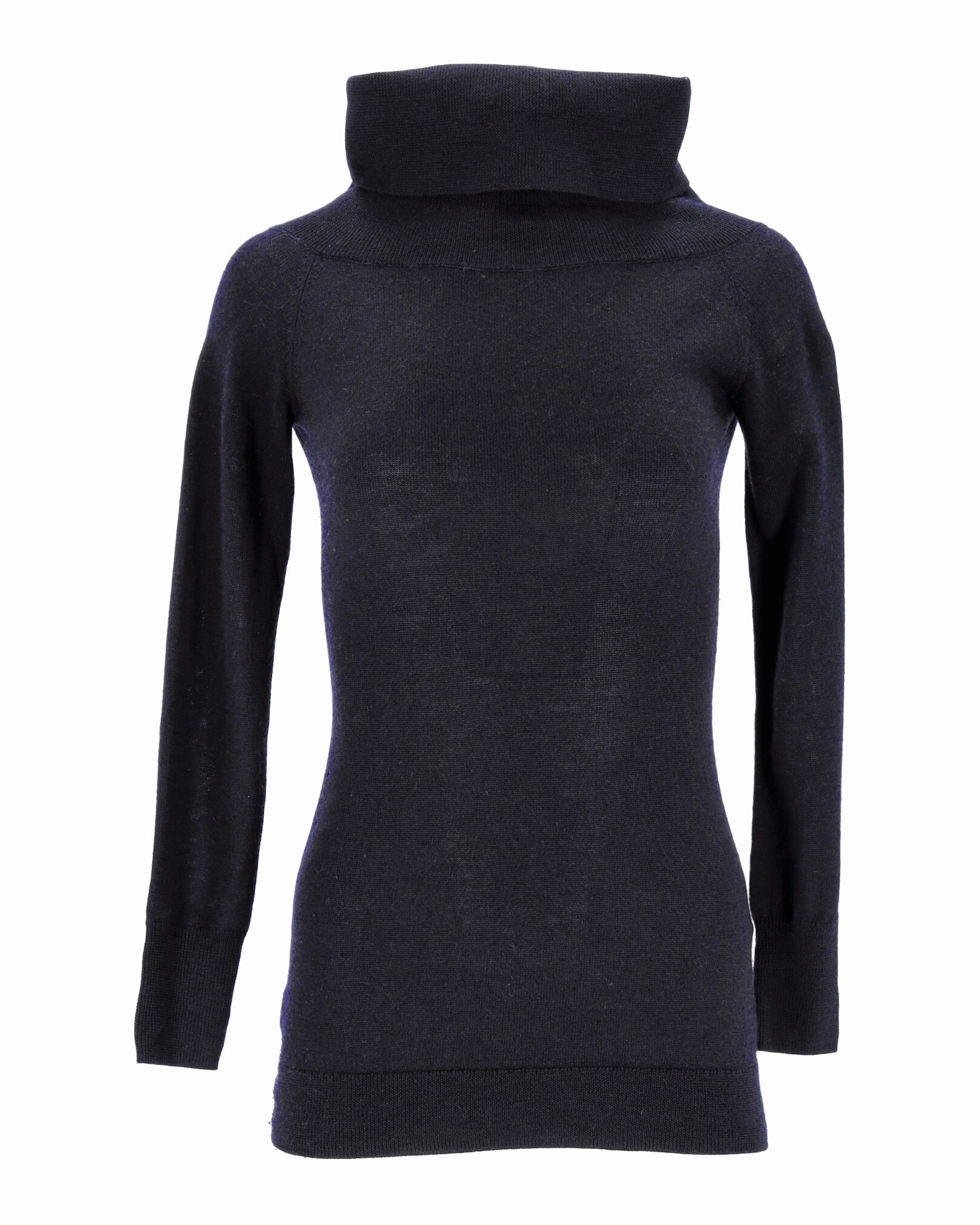 Knitted Fashion Iris & Ink Turtleneck Sweater in Navy Blue Wool