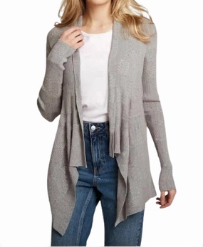 Cold-Weather Layer Light Warmth Cotton Rib Drape Cardigan In Sweatshirt Gray