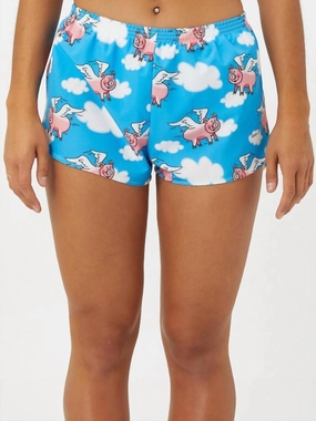 Fun Colors fitness enthusiasts 1" Elite Printed Split Short In Flying Pigs