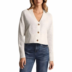 Womens Ribbed Trim  Knit Button-Up Chilly Knitwear Light Warmth