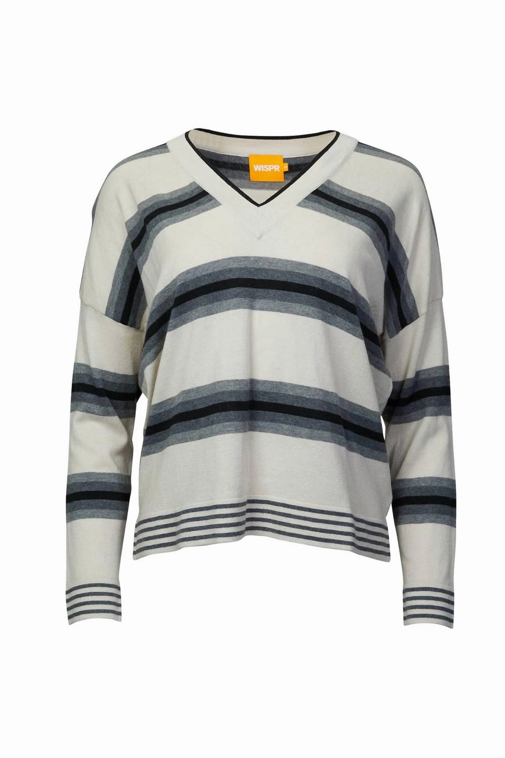 Casual Comfort Wear Gradient Striped V-Neck Jumper In Canvas