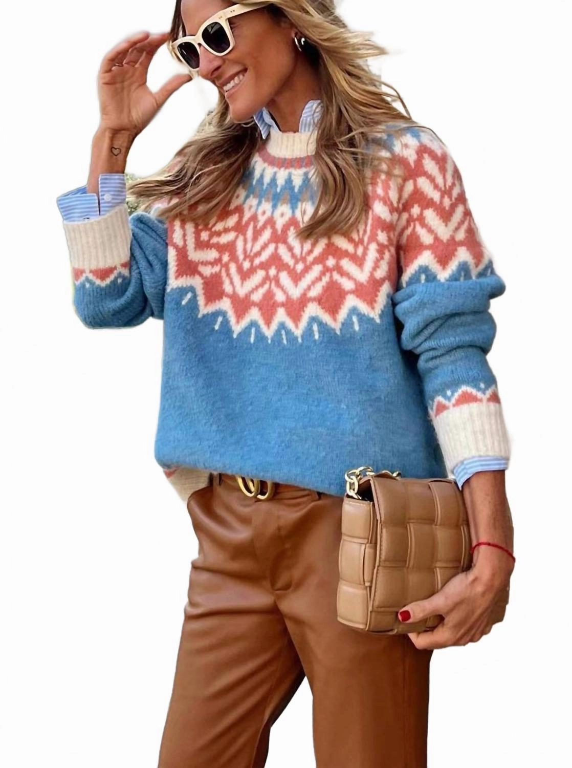 Fair Isle Knit Sweater In Multicolor Knit Style