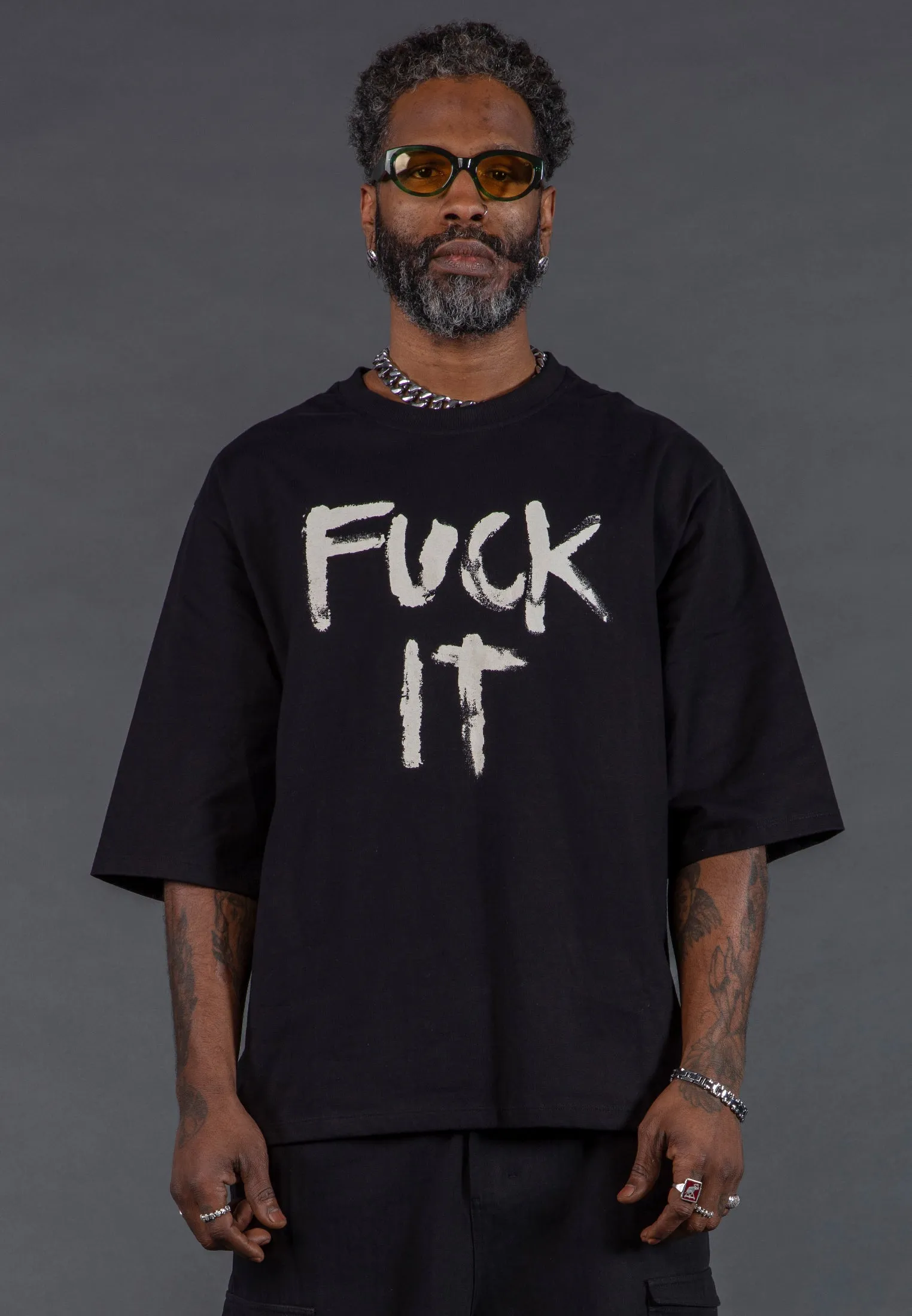 Fresh Style Trend Urban Fashion FUCK IT T-SHIRT BLACK