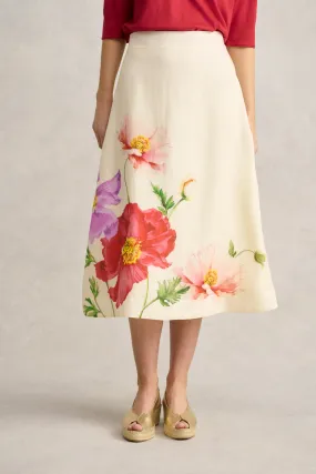 Ethically Made Ramie A-Line Skirt ?C Poppy Print