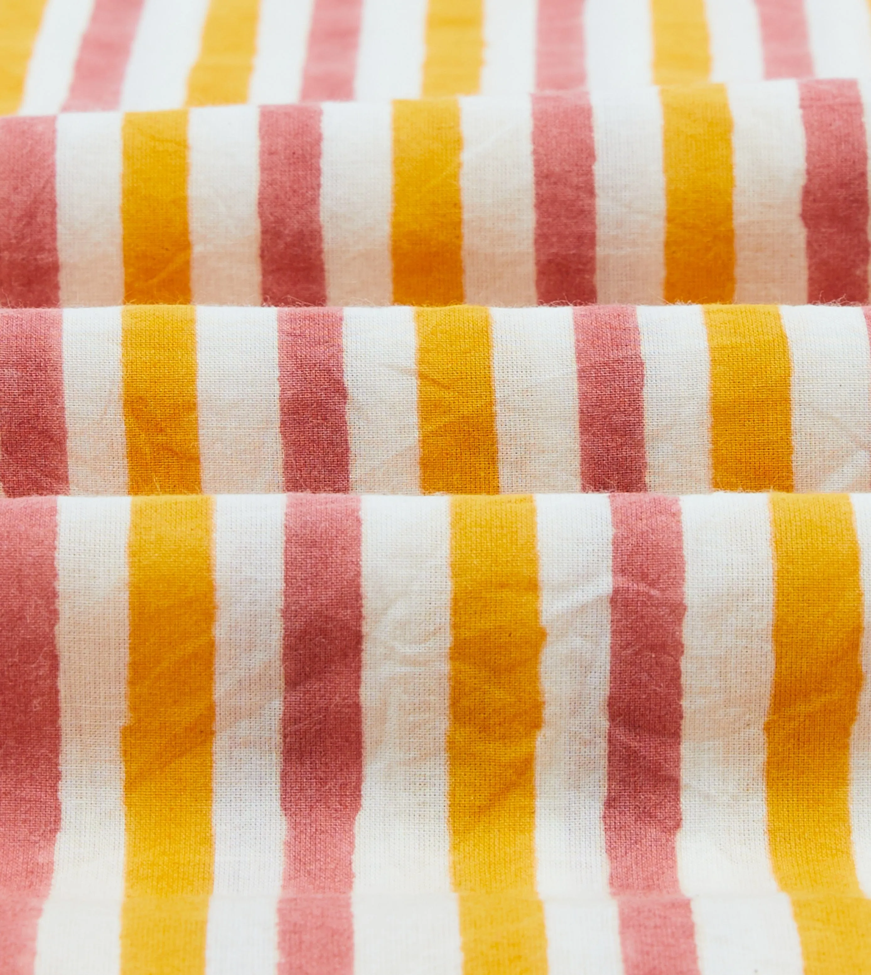 Yellow and Pink Stripe Block Print Cotton Camp Collar Short Sleeve Shirt Affordable Fashion Short Sleeve