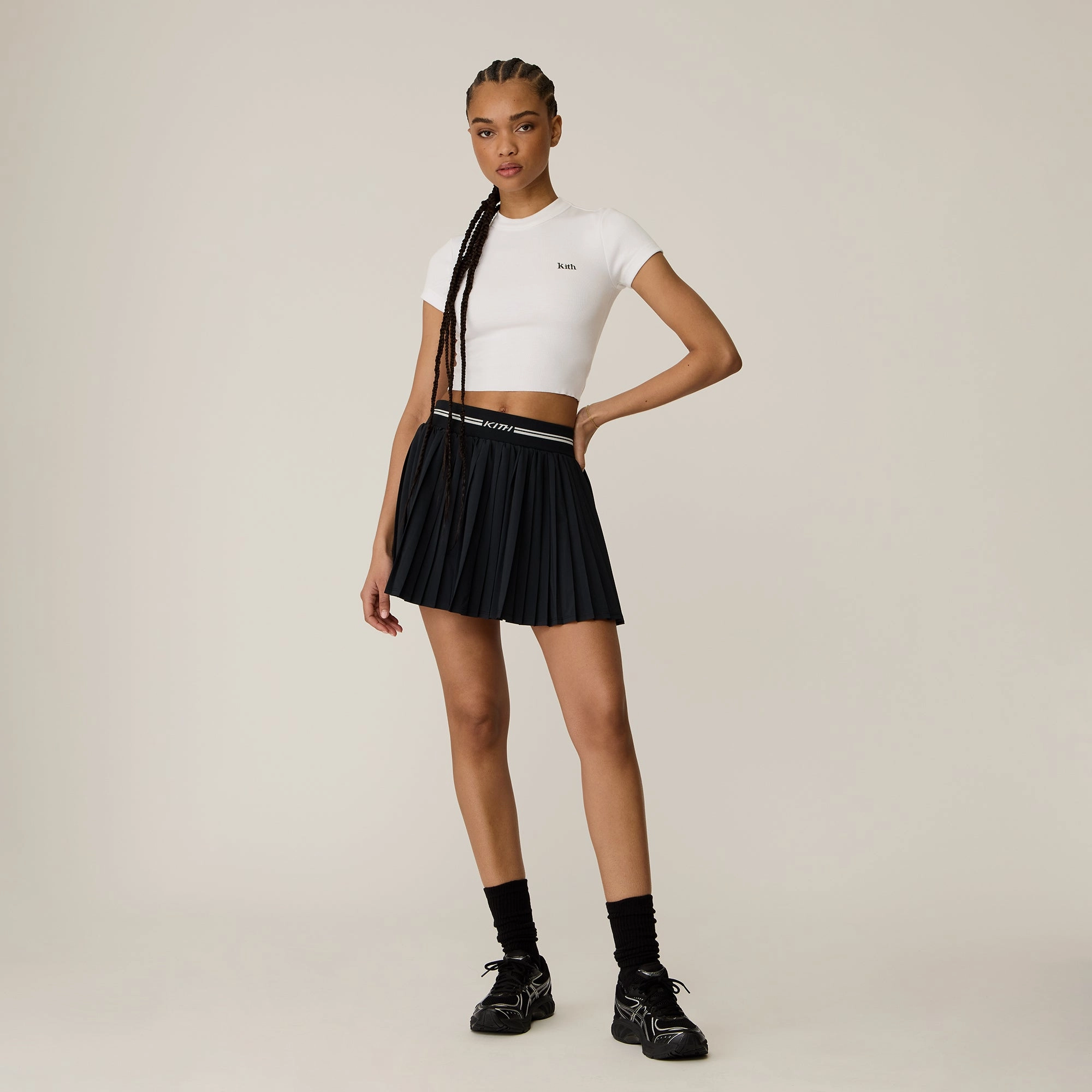 Handmade Item Celebrity Style Kith Women Amaya II Pleated Skirt - Black