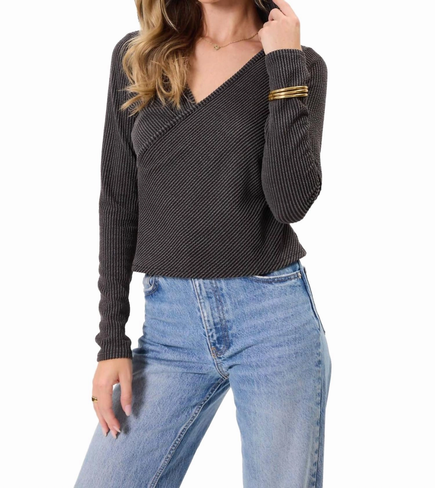 Danielle Top In Charcoal Breathable Design Lightweight Layer