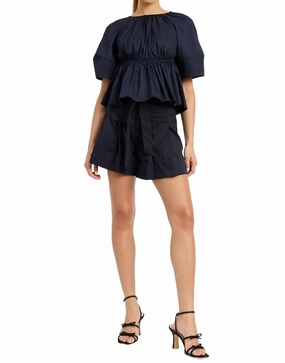 Vented Hem Details water sports use Melody Belted Shorts In Navy