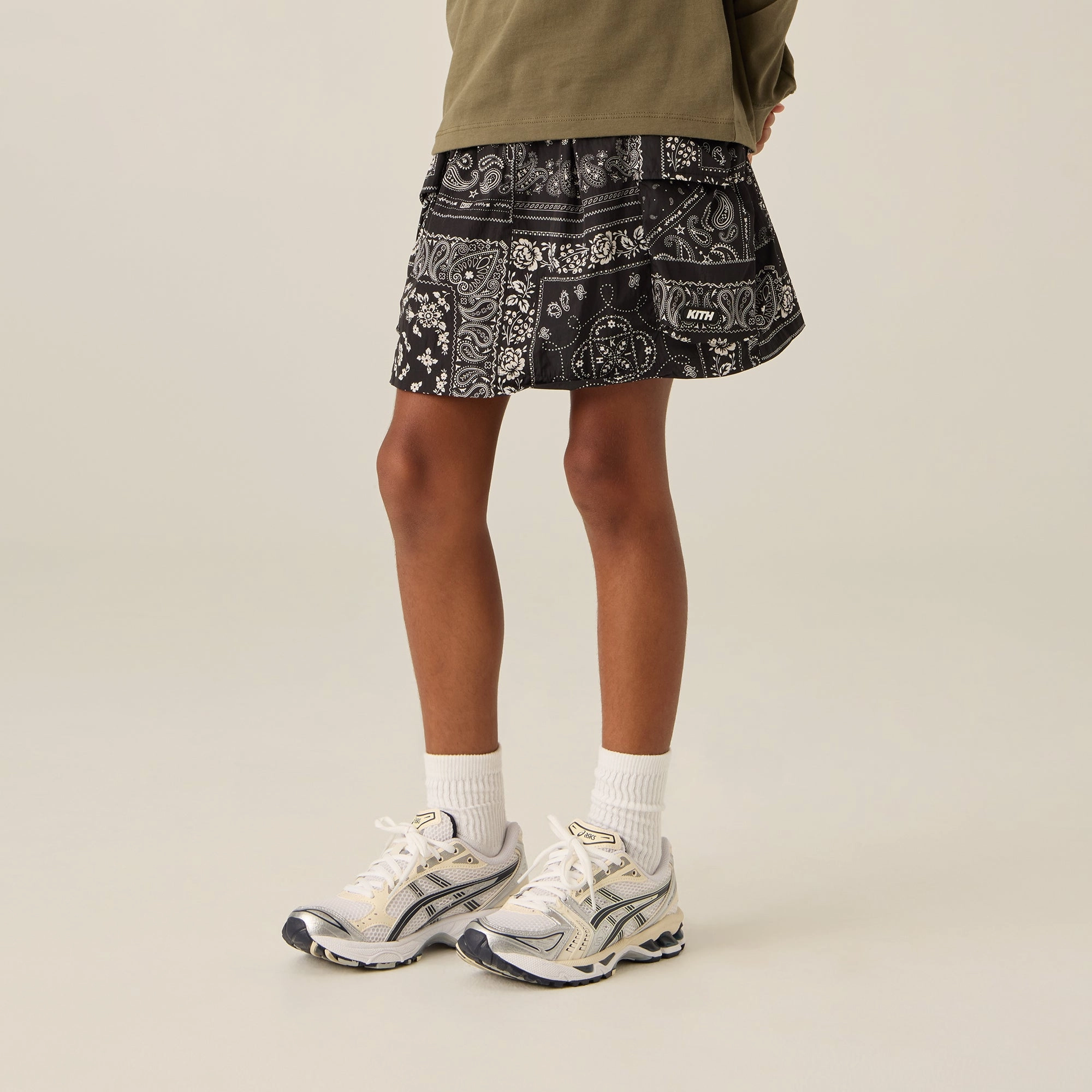 Kith Kids Printed Mini Cargo Skirt - Black Corduroy texture Everyday Essential
