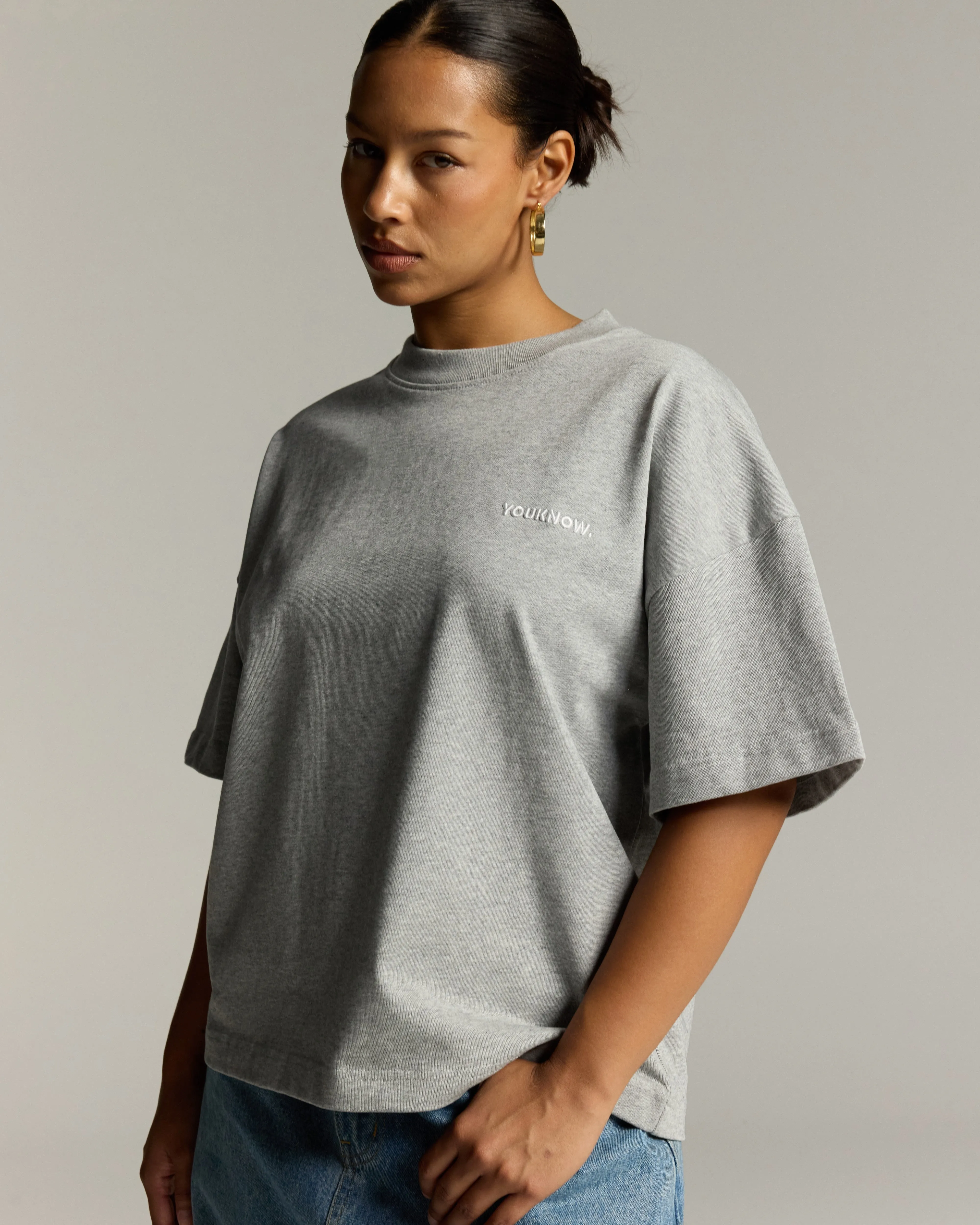 No Slip Shoulder Design Core Box Tee | Heather Grey