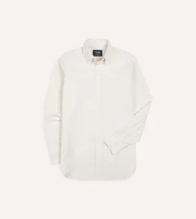 Flatlock stitching Bold Hue Cream Cotton Oxford Cloth Button-Down Shirt