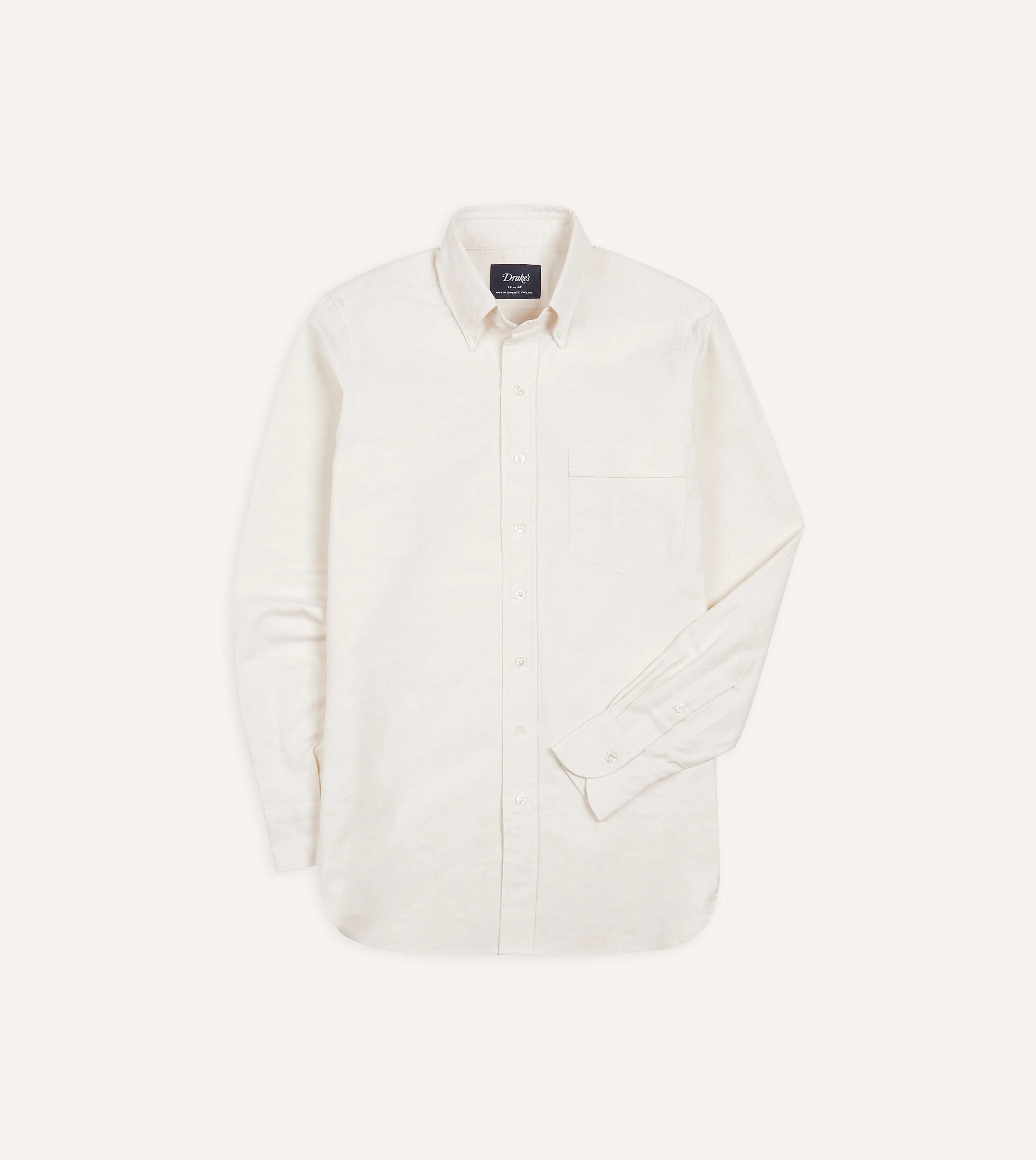 Flatlock stitching Bold Hue Cream Cotton Oxford Cloth Button-Down Shirt