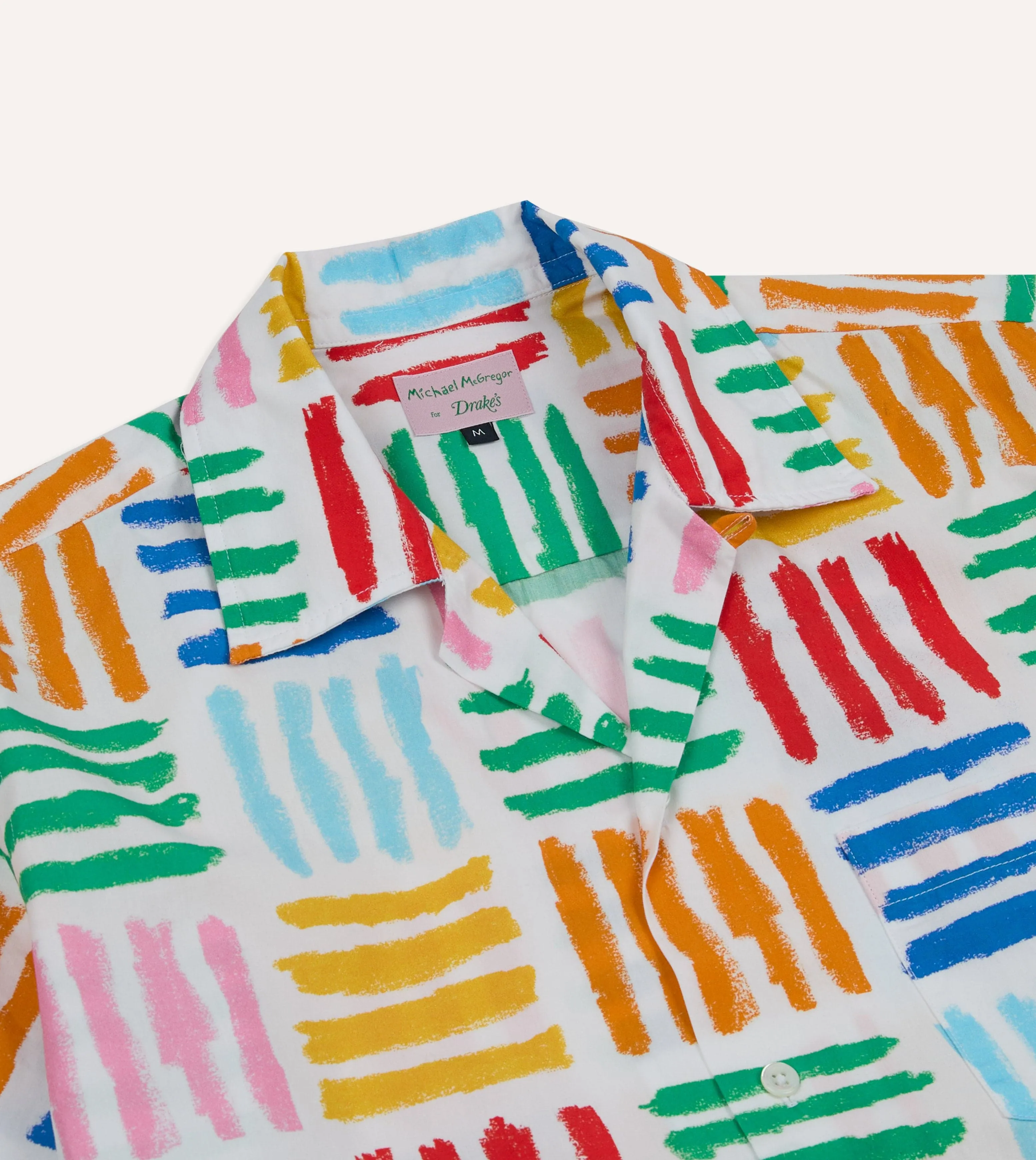 Michael McGregor for Drake's Check Camp Collar Shirt Geometric Shape Urban Style