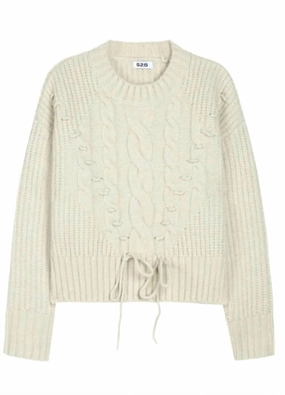 Dakota Cable Sweater In Ecru Trendy Wardrobe