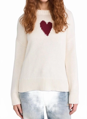 Trendy Layer Lovey Heart Sweater In Natural White
