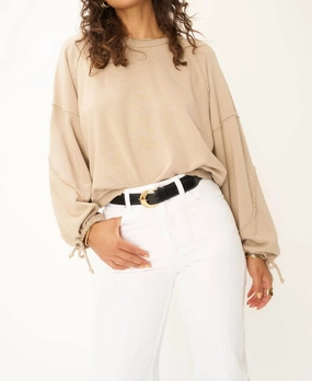 Idris Tie Sleeve Sweatshirt In Beige Knit Comfort Wear