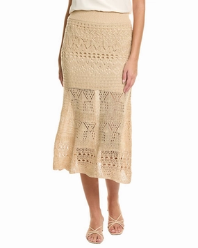 FATE Pointelle Open Knit Skirt Gathered waist