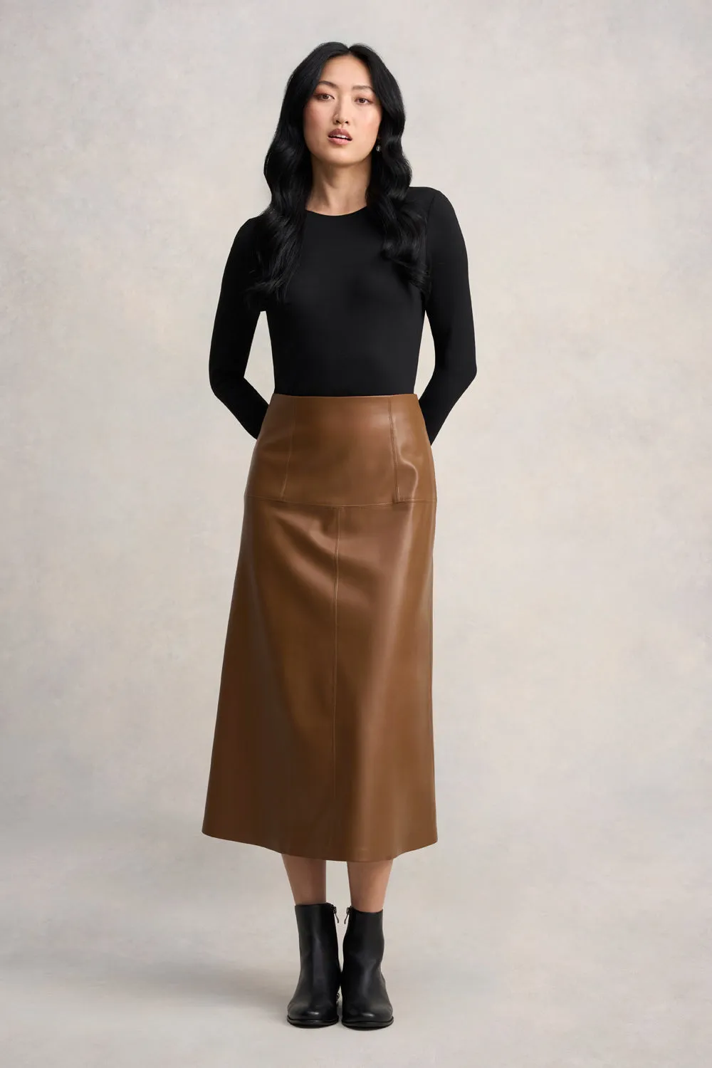 Faux Leather Skirt - Tan Ethically Made