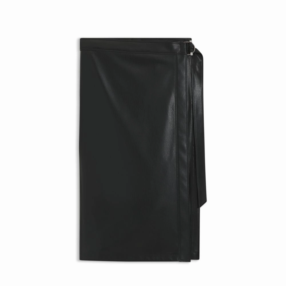 Crisscross Details quick dry Faux-leather skirt with wrap front