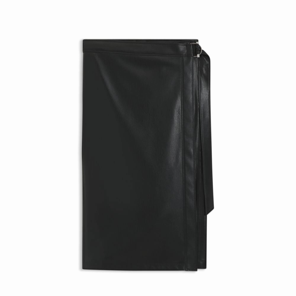 Faux-leather skirt with wrap front Polished Cut Feminine Charm