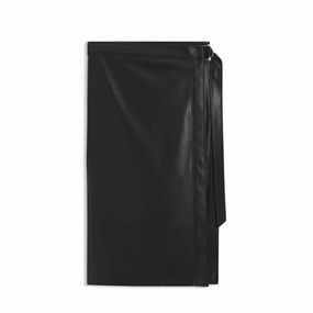 Faux-leather skirt with wrap front Polished Cut Feminine Charm