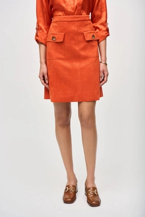 Faux Suede Pull-On A-Line Skirt In Lava Laidback Style