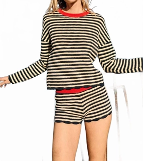 Fava Stripe Crochet Short In Multi education industry
