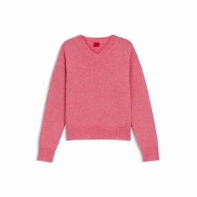 Cozy Style Merino Wool V-neck sweater in wool with logo detail