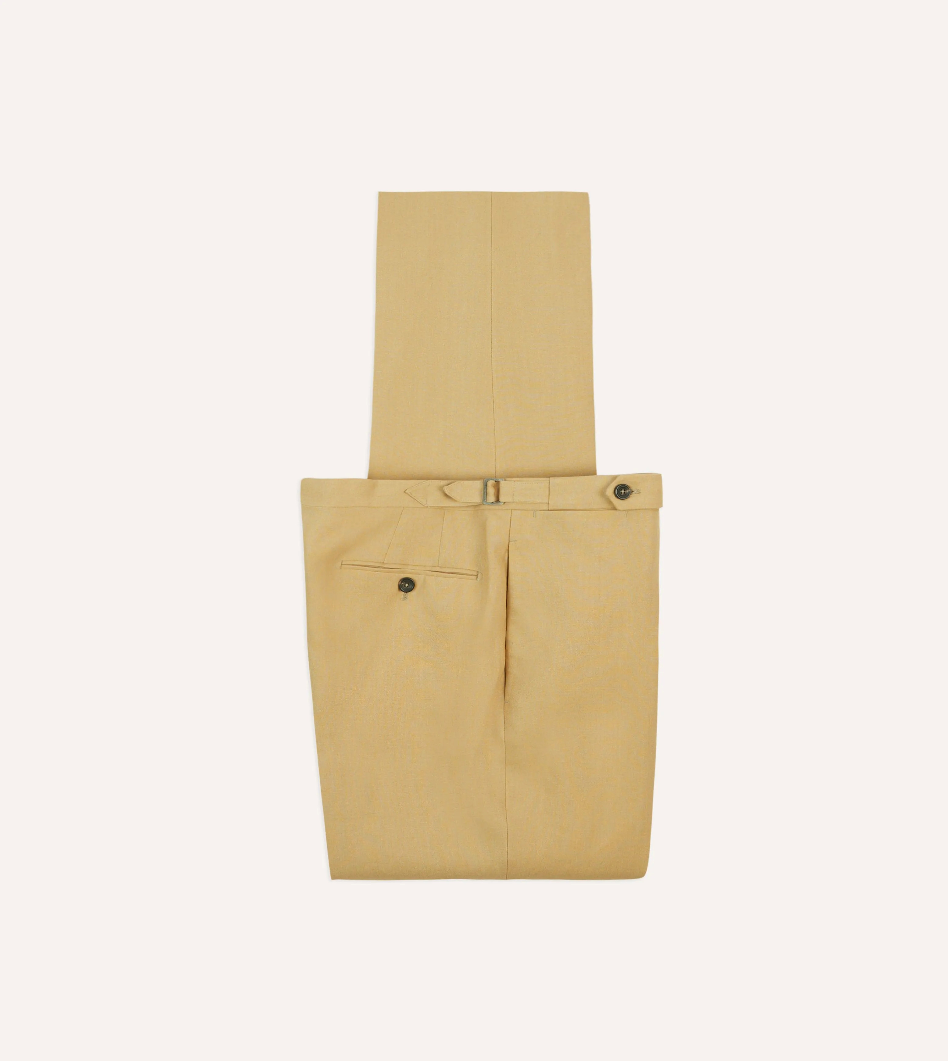 Sand Irish Linen Single Pleat Trouser MultiPocket No Iron