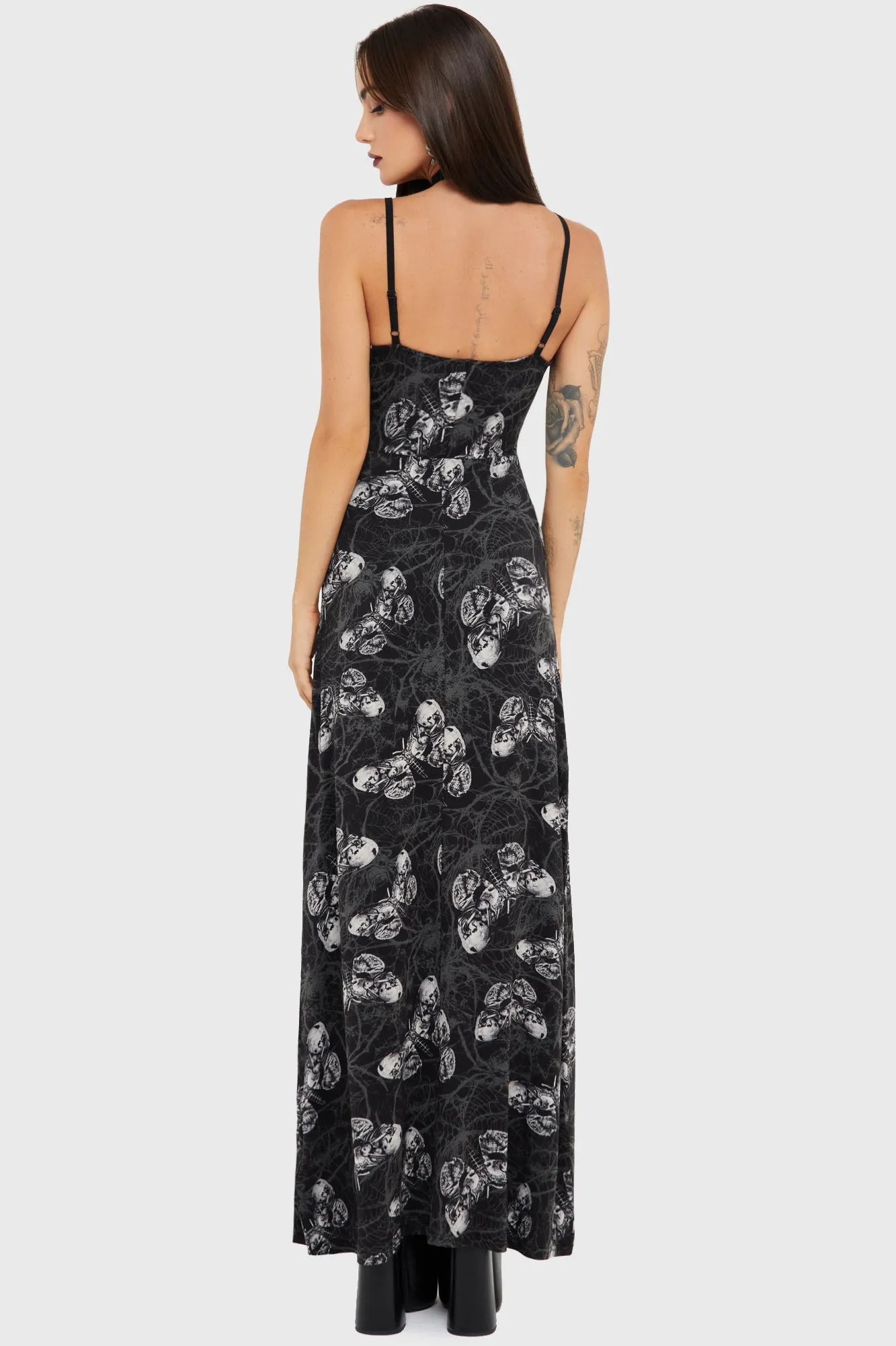 Raglan-Sleeve Spidrasica's Web Maxi Dress