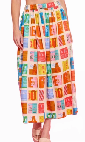 Beach Day High low hem Danny Skirt In Multi