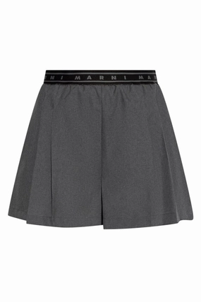 Linen blend Sweat Wicking Lining Flared Virgin Wool Tailored Shorts