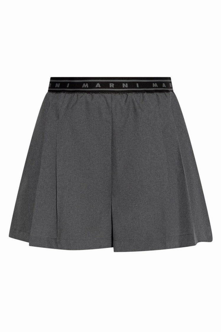 Linen blend Sweat Wicking Lining Flared Virgin Wool Tailored Shorts