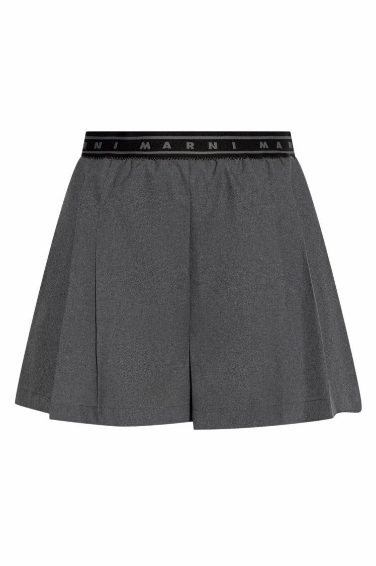Flared Virgin Wool Tailored Shorts Quick Adjust Toggles denim material