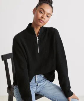 No Effort Minimalist Stitching Cashmere Half Zip