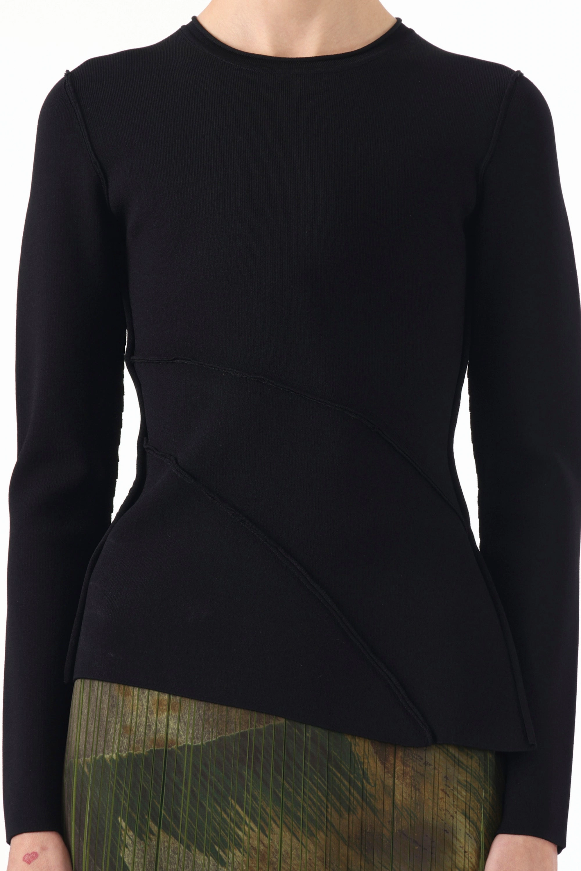 ASYMMETRICAL SEAMED CREW NECK SWEATER Minimal Style