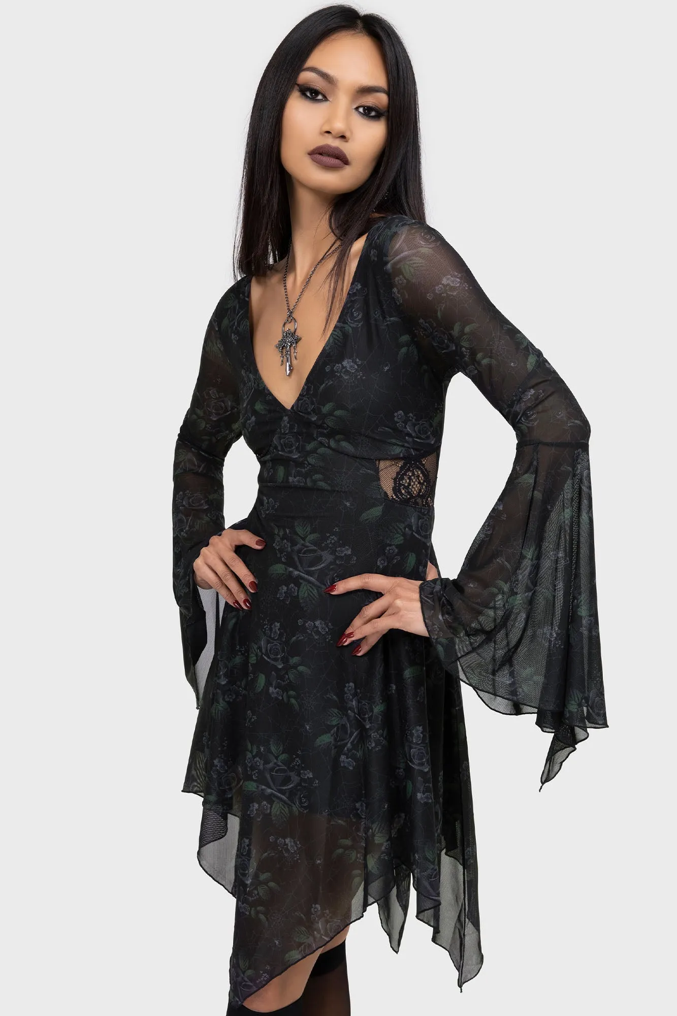 Satin Glow Nocturnal Grove Dress