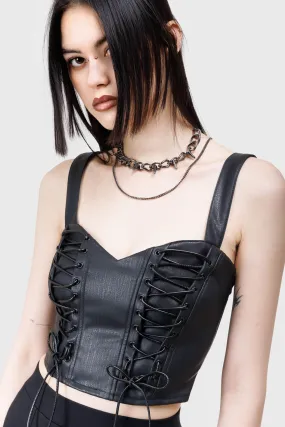 Nyxian Corset Top Reinforced Shoulder Panels VNeckline