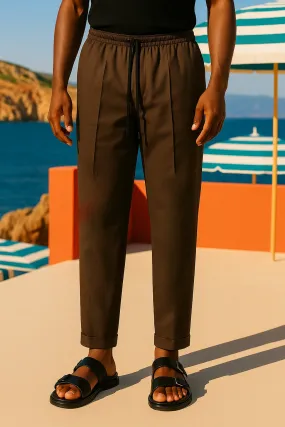 SAINT-TROPEZ PLEATED HOLIDAY TROUSERS CHOCOLATE HeatRegulatingLining Cozy Essentials