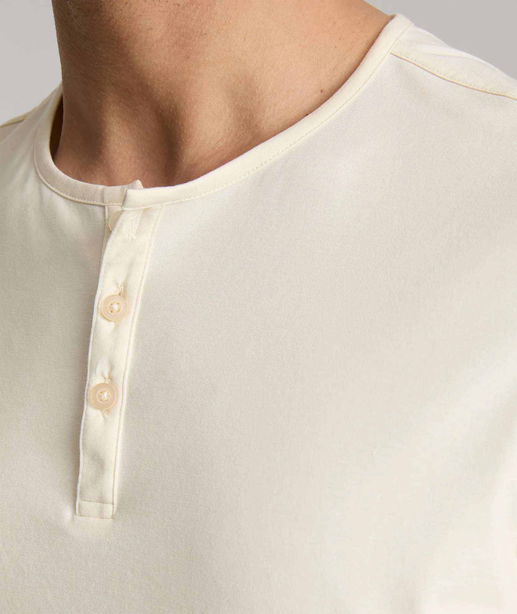 EcoSoft? Short-Sleeve Henley Distressed Hem Finish Minimal Comfort Style