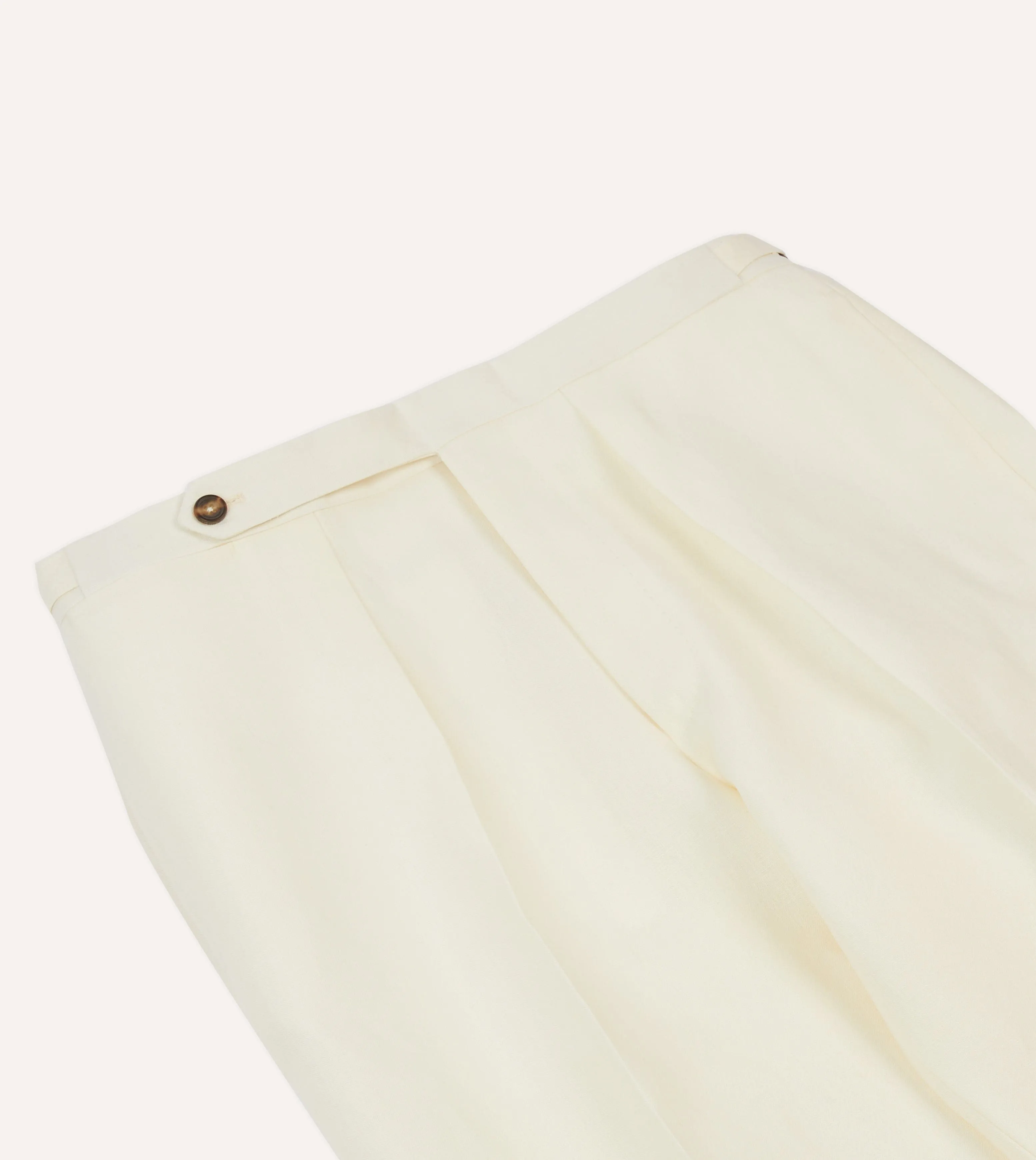 Slim Waist Ecru Irish Linen Single Pleat Trouser