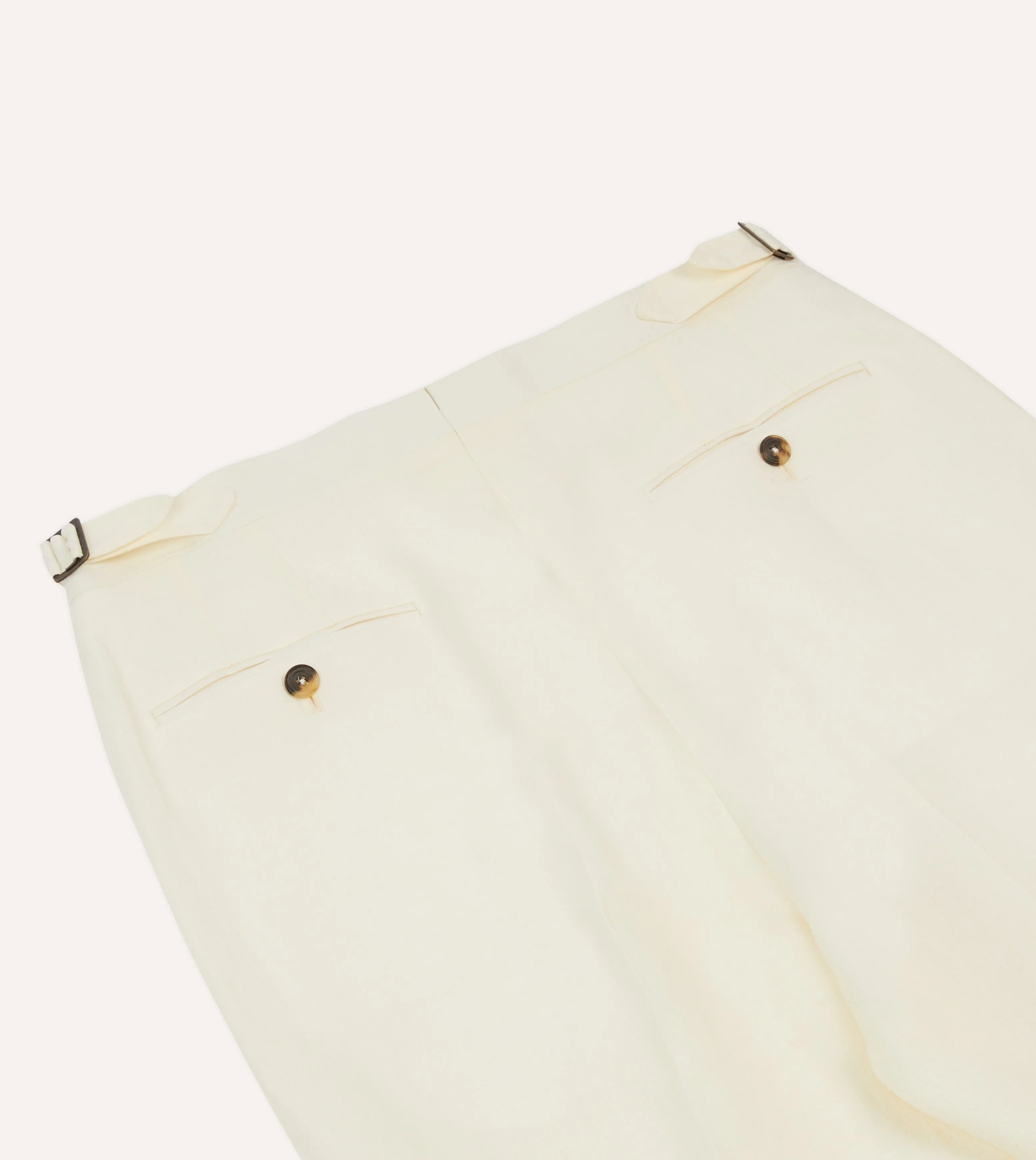 Ecru Irish Linen Single Pleat Trouser TouchscreenCompatiblePockets Ultimate Comfort
