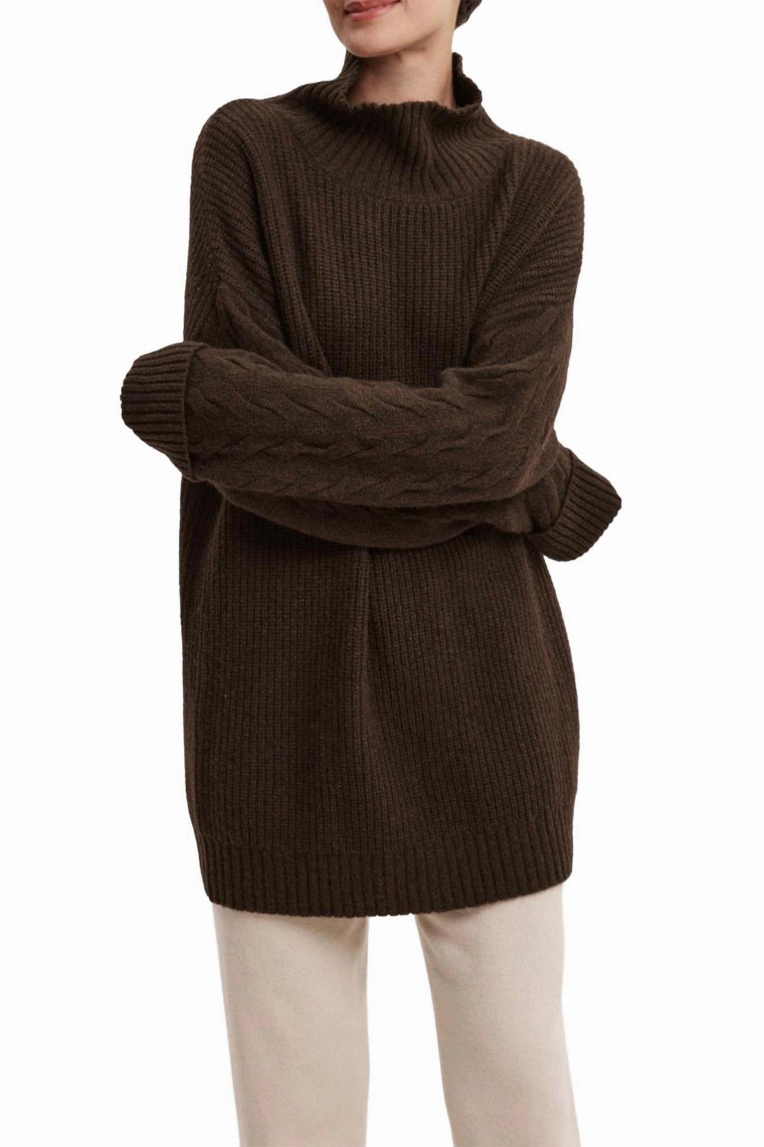 Comfy Feel Yak Wool Turtleneck Sweater In Coffee