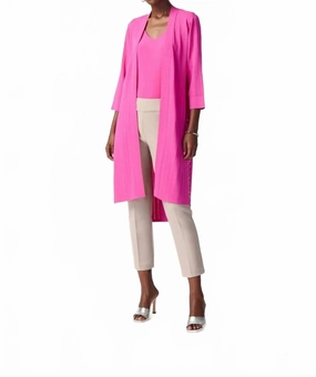 Rib Knit Coverup Cardigan In Ultra Pink Knit Comfort Wear